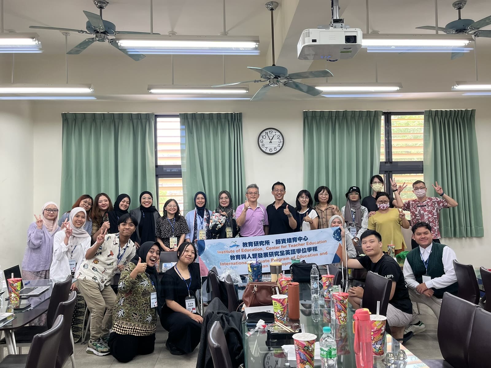 Institute of Education students and partners at an international exchange welcome event at Lingya Junior High School